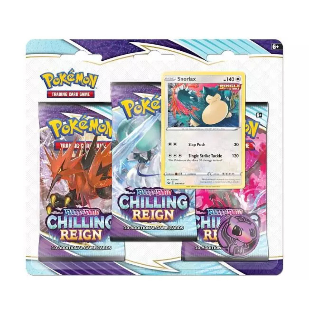 Sword & Shield Chilling Reign Snorlax 3-Pack Blister (Englisch) | Neu & OVP