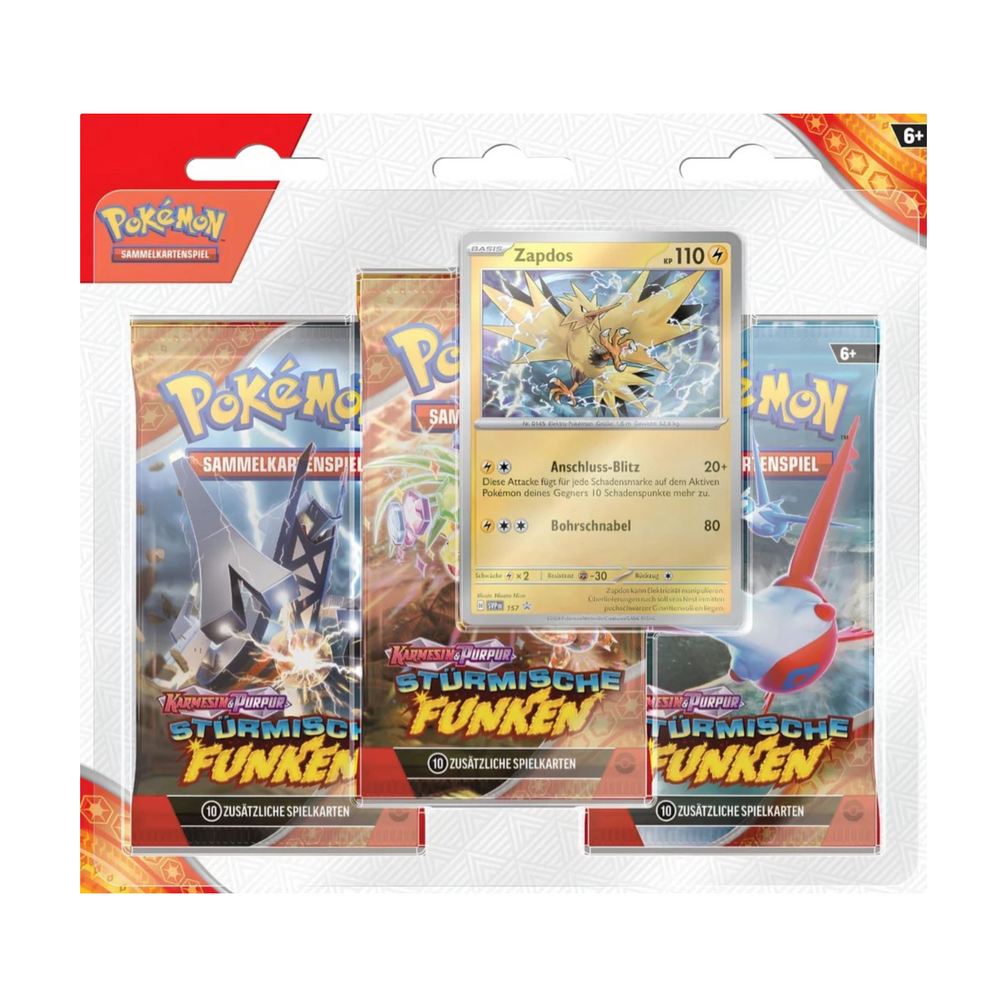 Karmesin & Purpur Stürmische Funken 3-Pack Blister - Zapdos - Deutsch