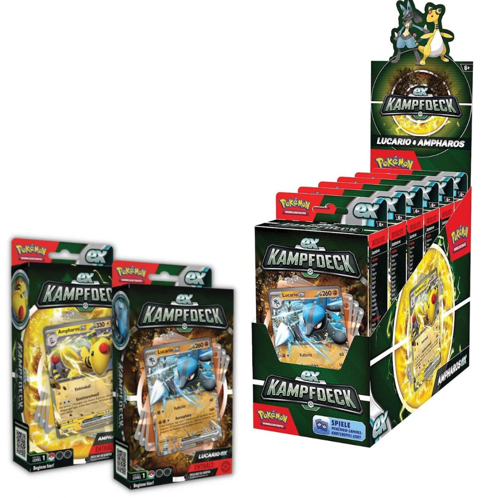 EX-Kampfdeck – Ampharos ex / Lucario ex / Display (Deutsch) | Neu & OVP